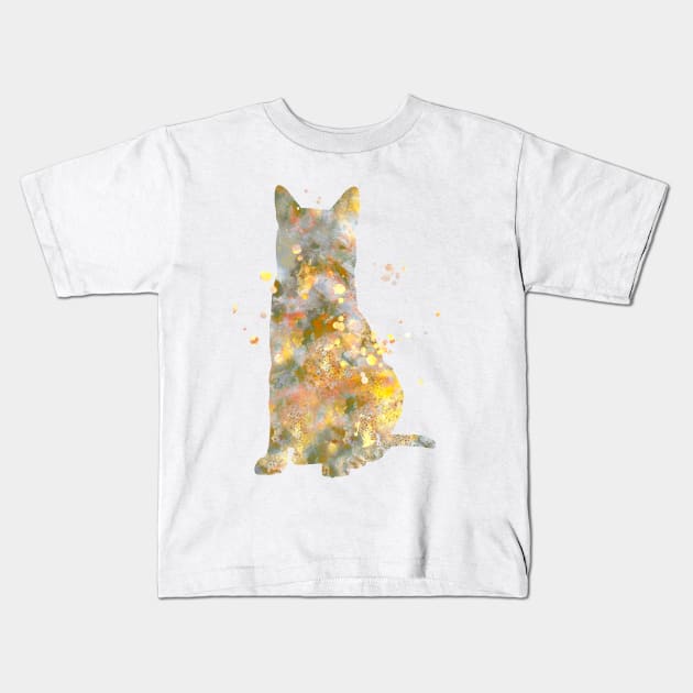 Egyptian Mau Cat Watercolor Painting Kids T-Shirt by Miao Miao Design